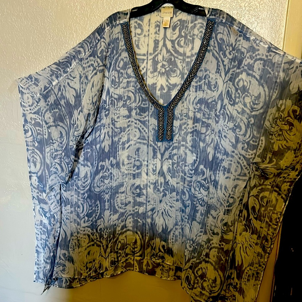 Chicos Chiffon coverup or Pancho